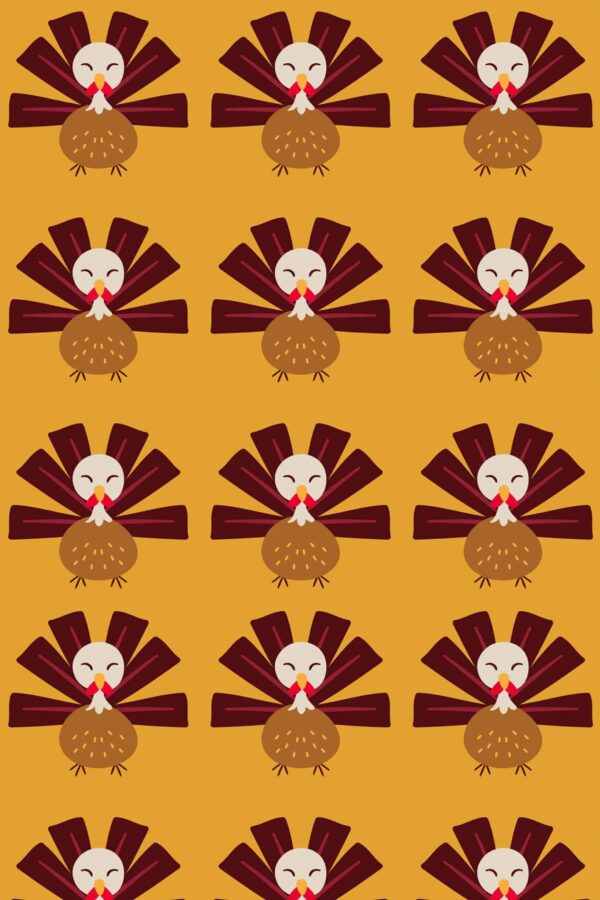 Pattern repeat of Thanksgiving turkey removable wallpaper design
