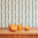 Mid-century style living room decorated with Thin Brush stroke peel and stick wallpaper