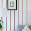 Eastern European style living room decorated with Ticking stripe peel and stick wallpaper