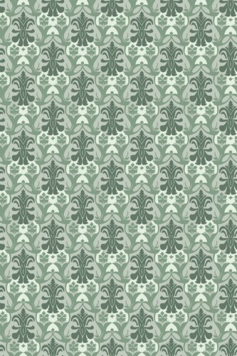 Traditional wallpaper in vintage green damask for sophisticated kitchens by Fancy Walls
