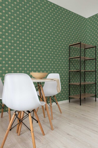 Green Floral removable wallpaper with classic art deco layout by Fancy Walls