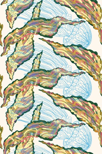 Blue Coastal Breeze self-adhesive wallpaper nautical seashell pattern Fancy Walls