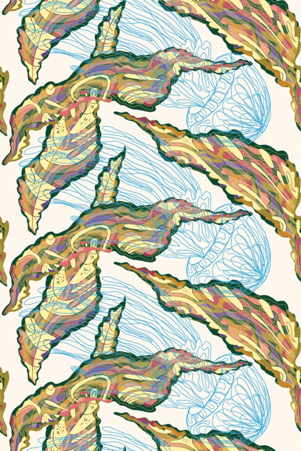 Blue Coastal Breeze self-adhesive wallpaper nautical seashell pattern Fancy Walls