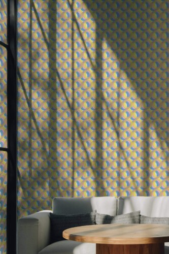 Scandinavian style living room decorated with Transparent circles peel and stick wallpaper