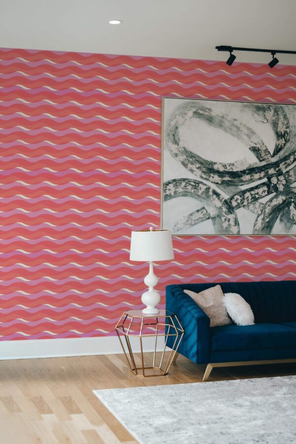Modern style living room decorated with Transparent wave peel and stick wallpaper