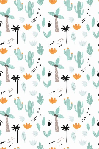 Pattern repeat of Tropical memphis removable wallpaper design