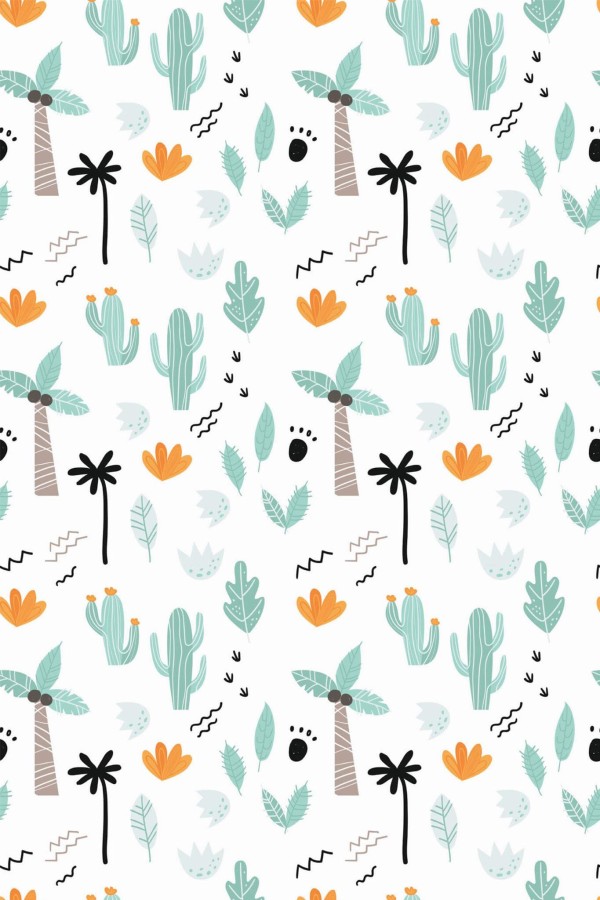 Pattern repeat of Tropical memphis removable wallpaper design