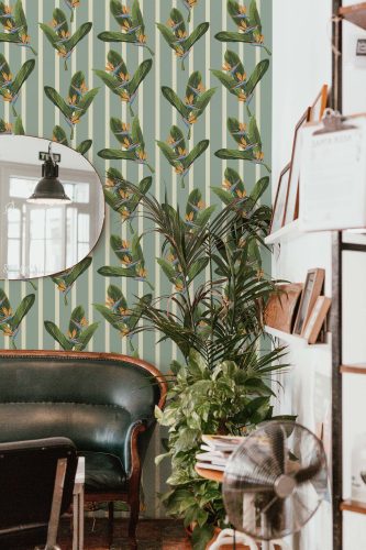 striped tropical non-pasted wallpaper