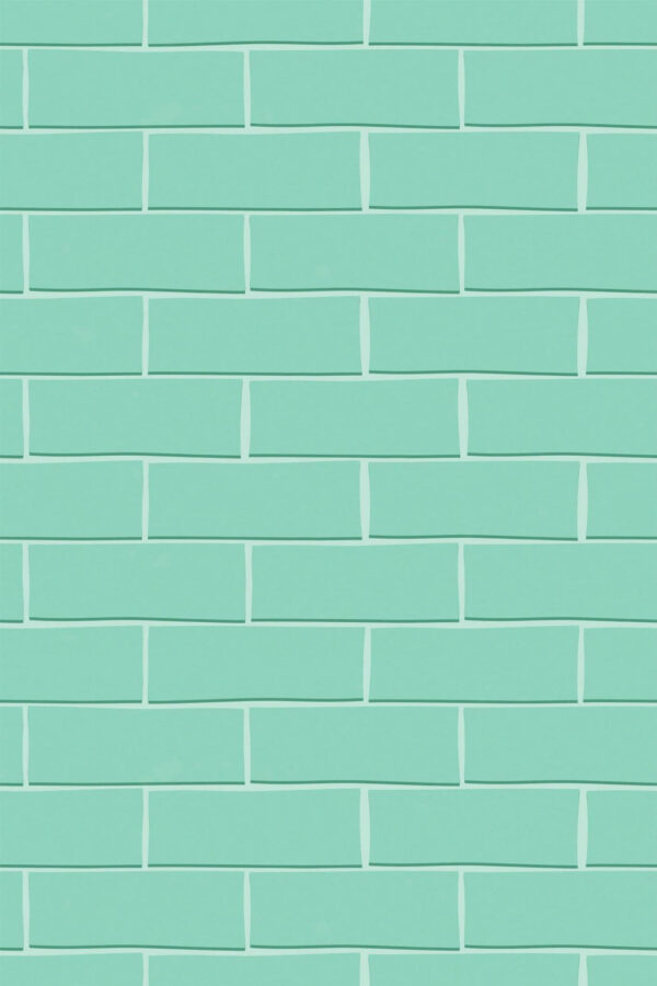 Pattern repeat of Turquoise Brick Aesthetic removable wallpaper design