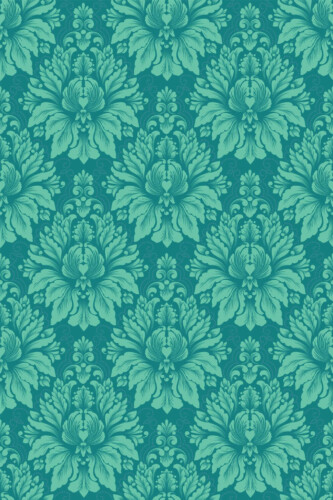 Pattern repeat of Turquoise Damask Harmony removable wallpaper design