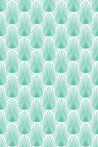 Pattern repeat of Turquoise Feather Dance removable wallpaper design