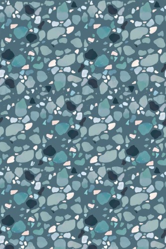 Pattern repeat of Turquoise terrazzo removable wallpaper design