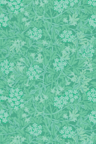 Pattern repeat of Turquoise Vintage Blossoms removable wallpaper design