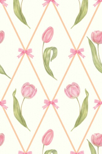 Removable wallpaper featuring Beige Floral Bow patterns by Fancy Walls