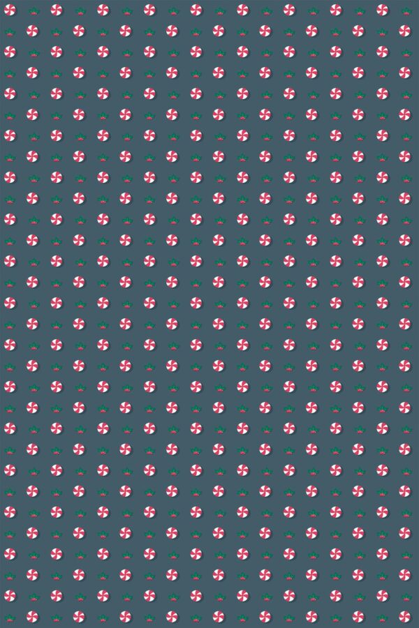 Fancy Walls removable wallpaper featuring Christmas candy on blue