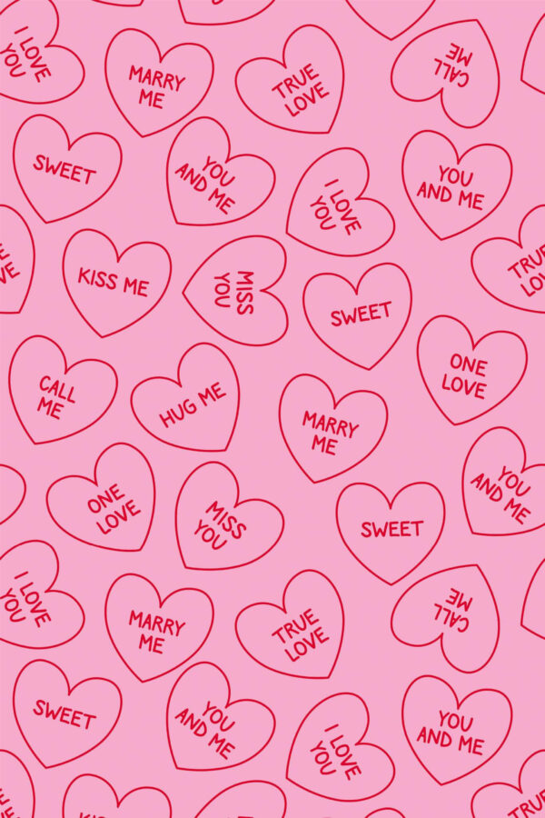 Pattern repeat of Valentine removable wallpaper design