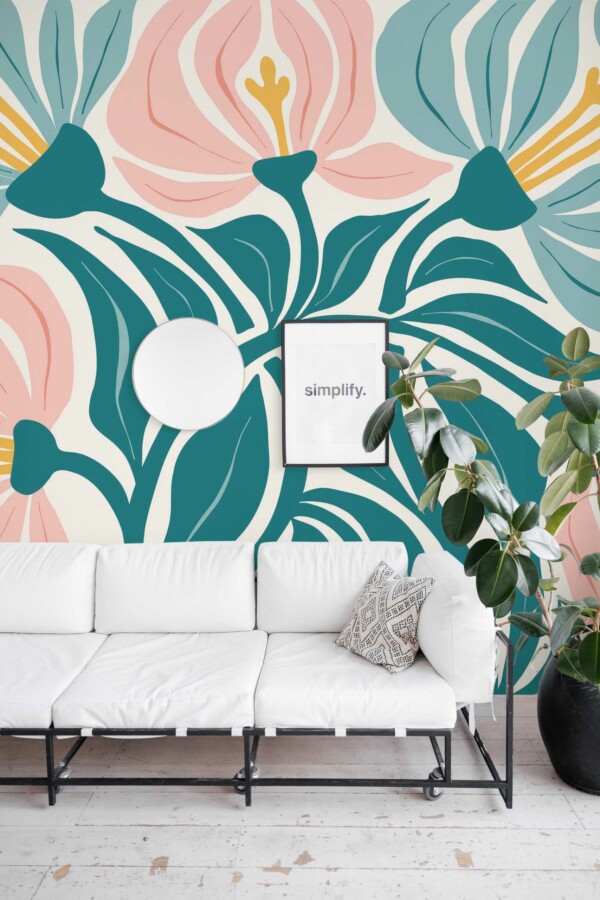 Removable wall mural featuring Vibrant Bold Floral by Fancy Walls
