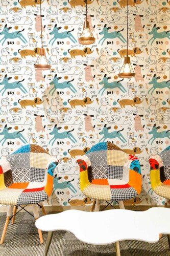 Self-adhesive Vibrant Canine Bliss wallpaper by Fancy Walls