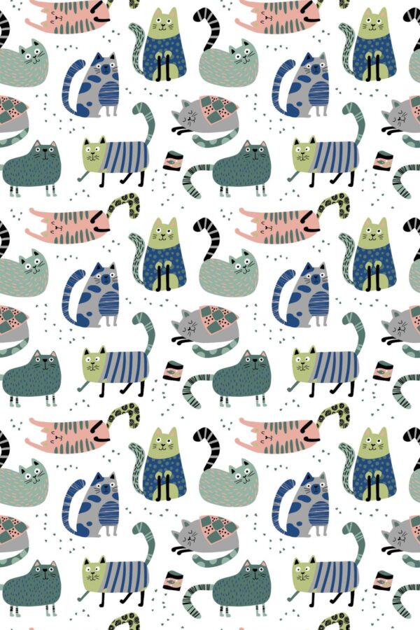 Colorful Cat Mosaic self-adhesive wallpaper by Fancy Walls