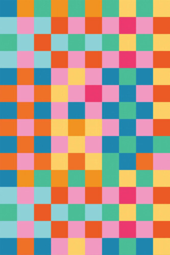 Pattern repeat of Vibrant Checkered Symphony removable wallpaper design