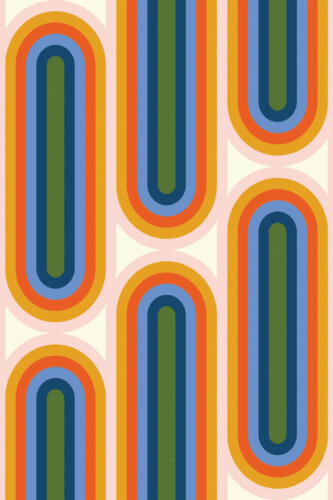 Pattern repeat of Vibrant Disco Spectrum removable wallpaper design