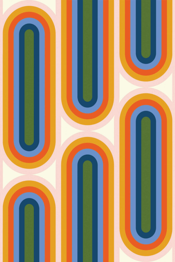 Pattern repeat of Vibrant Disco Spectrum removable wallpaper design