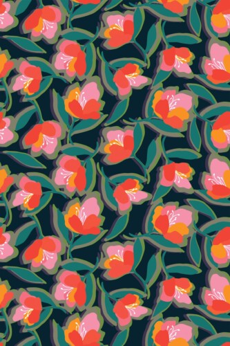 Fancy Walls Vibrant Florals on Dark Canvas self-adhesive wallpaper