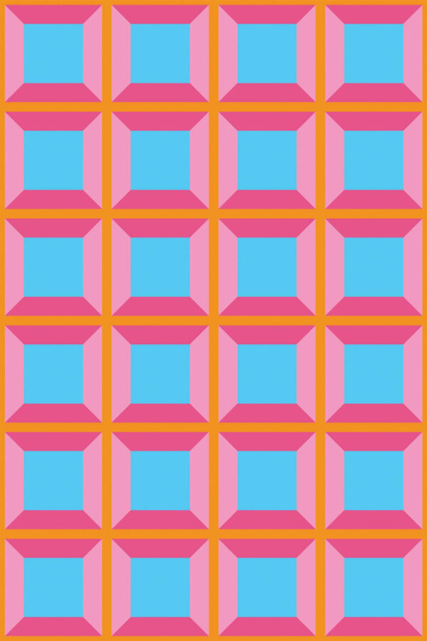 Pattern repeat of Vibrant Geometric Dreamscape removable wallpaper design