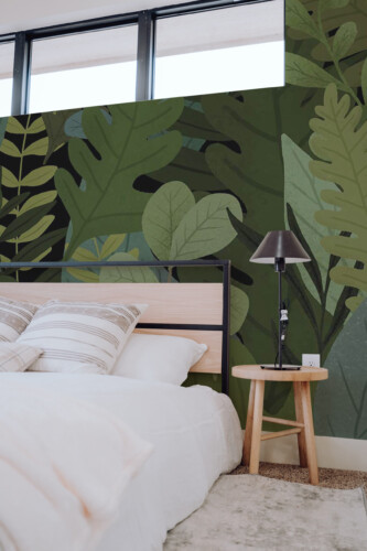 Fancy Walls Botanical Oasis Green Leaf wall paper mural