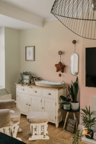 Deep Subtle Soft Gradient peel and stick or non-pasted wall mural. Fancy Walls removable self-adhesive or traditional green orange gradient eco-friendly and PVC-free nursery mural for walls.