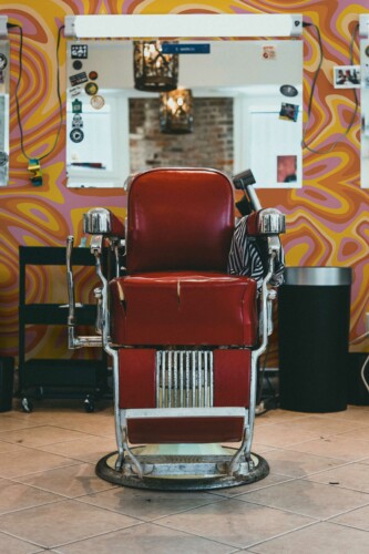 Wall paper mural in orange groove design by Fancy Walls