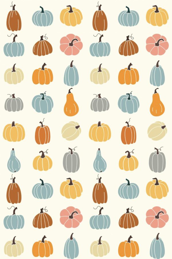 Pattern repeat of Vibrant Pumpkin Patch removable wallpaper design