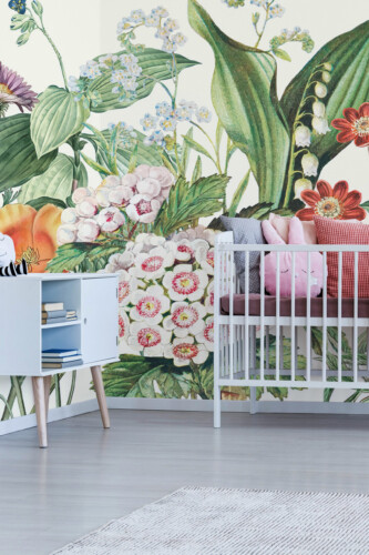Retro Reverie of Blossoming Colors Wall Mural, removable wall mural by Fancy Walls