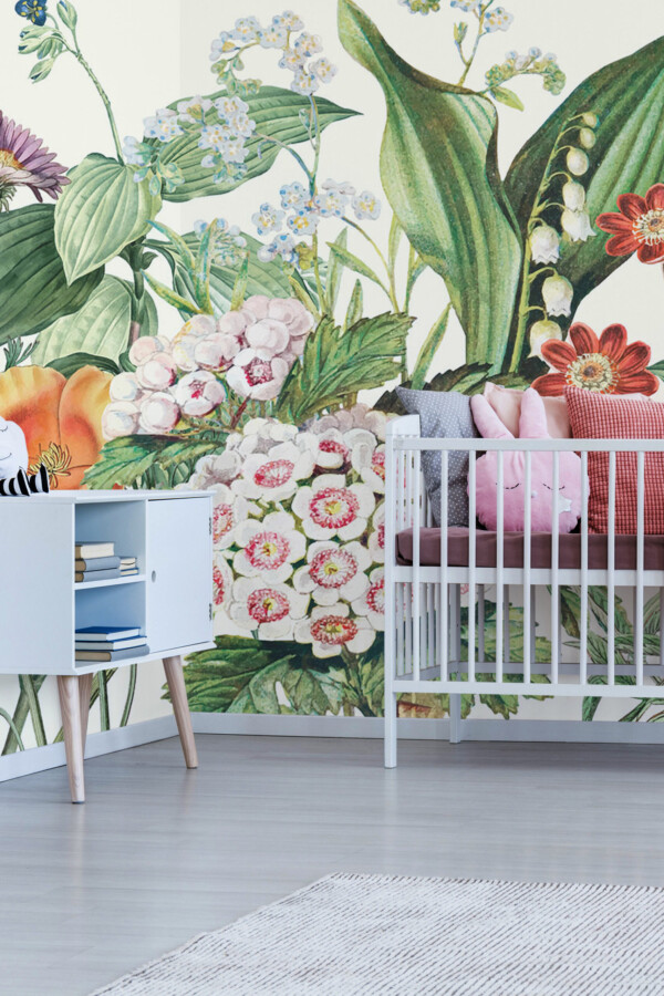 Retro Reverie of Blossoming Colors Wall Mural, removable wall mural by Fancy Walls