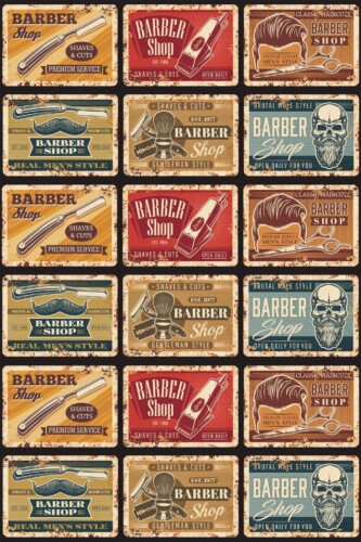 Pattern repeat of Vintage barber removable wallpaper design