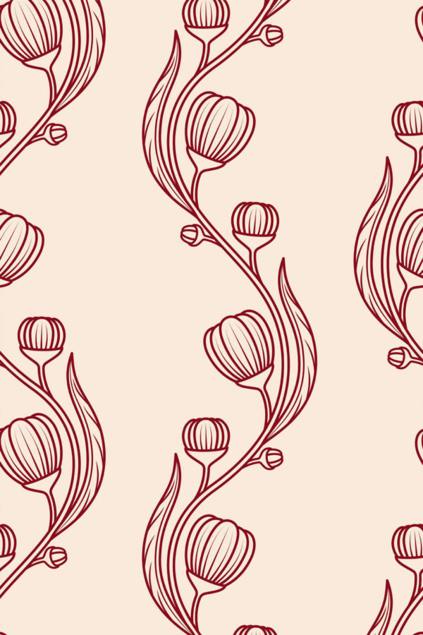 Pattern repeat of Vintage chinoiserie removable wallpaper design