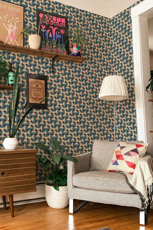 Wallpaper for walls in Retro Green Orb Splendor design by Fancy Walls