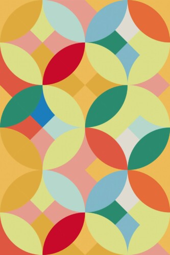 Pattern repeat of Vintage circles removable wallpaper design