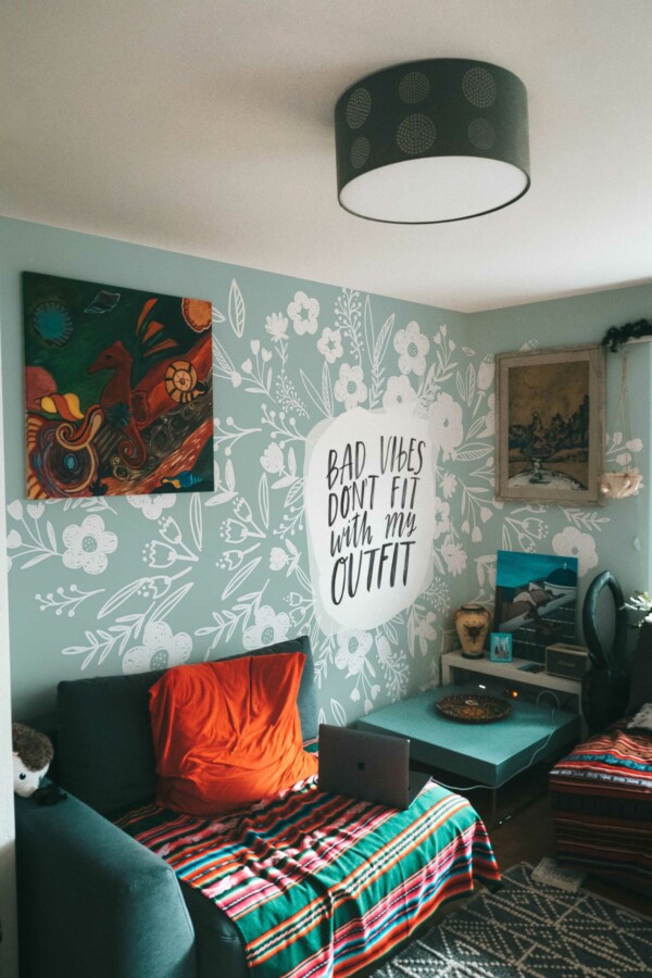 Sage Green Motivational Message wall paper mural by Fancy Walls