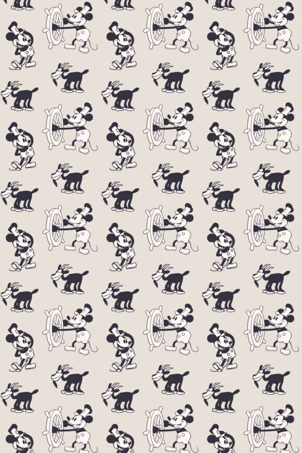 Beige Retro Rodent Self-Adhesive Wallpaper by Fancy Walls