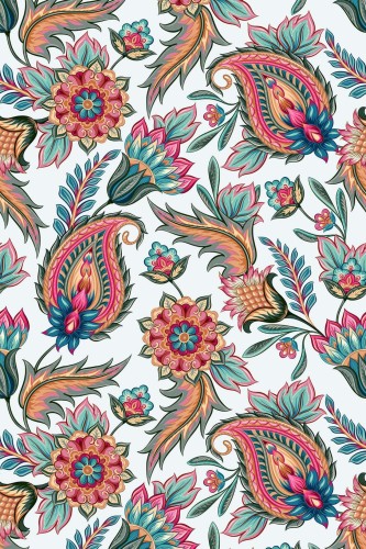 Pattern repeat of Vintage paisley removable wallpaper design