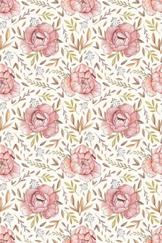Pattern repeat of Vintage peony removable wallpaper design