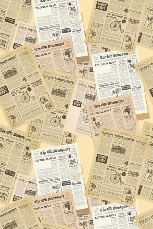 Pattern repeat of Vintage poster removable wallpaper design