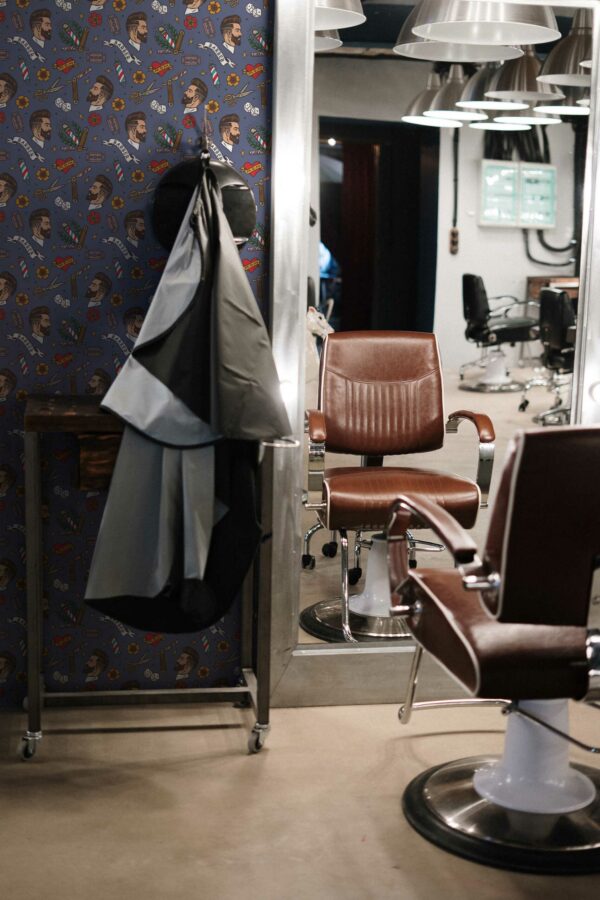 Lavender Barber Classic self-adhesive wallpaper by Fancy Walls