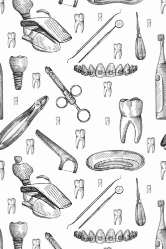 Pattern repeat of Vintage stomatology removable wallpaper design