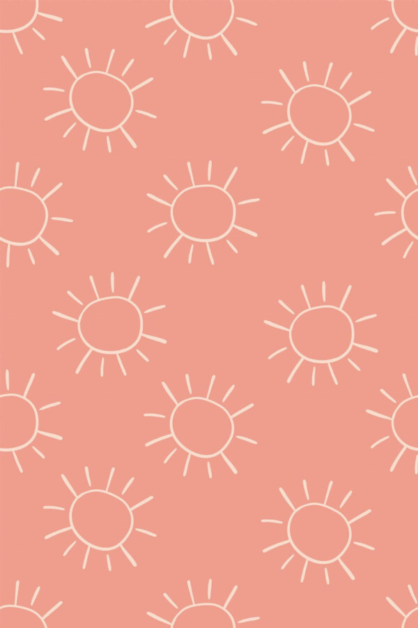 Pattern repeat of Vintage sun removable wallpaper design