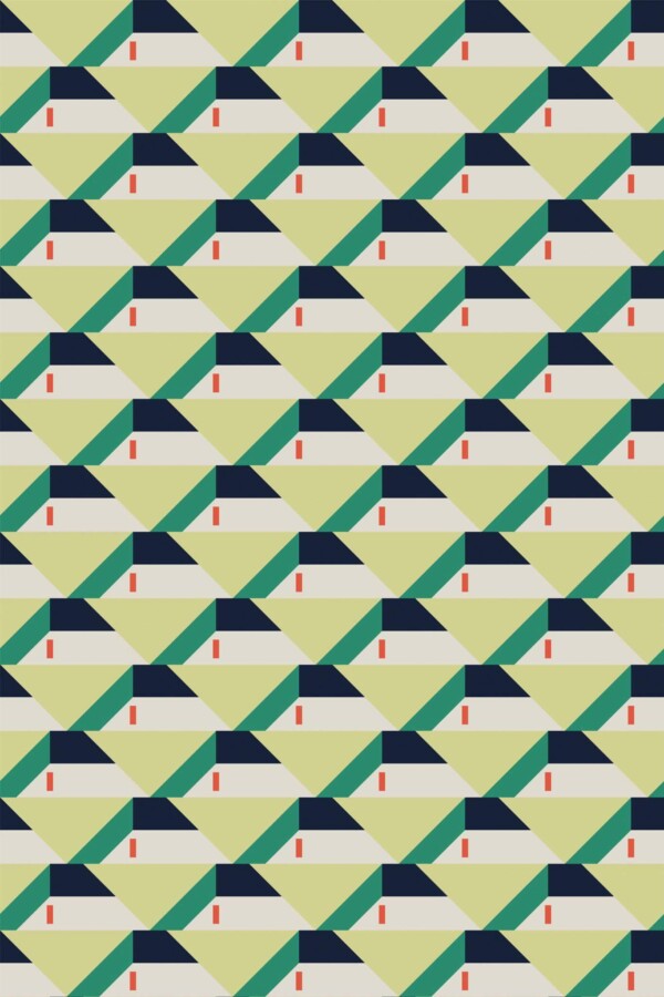 Pattern repeat of Vintage textile inspired removable wallpaper design