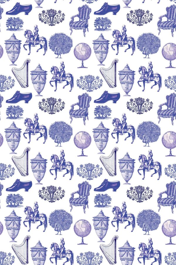 Traditional Blue Toile Charm wallpaper from Fancy Walls