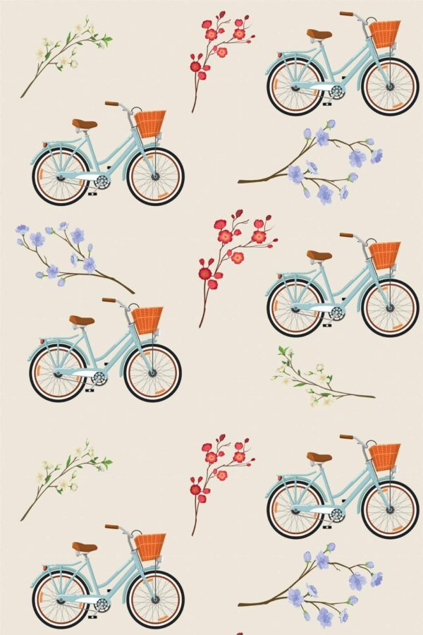 Pattern repeat of Vintage tour de France removable wallpaper design