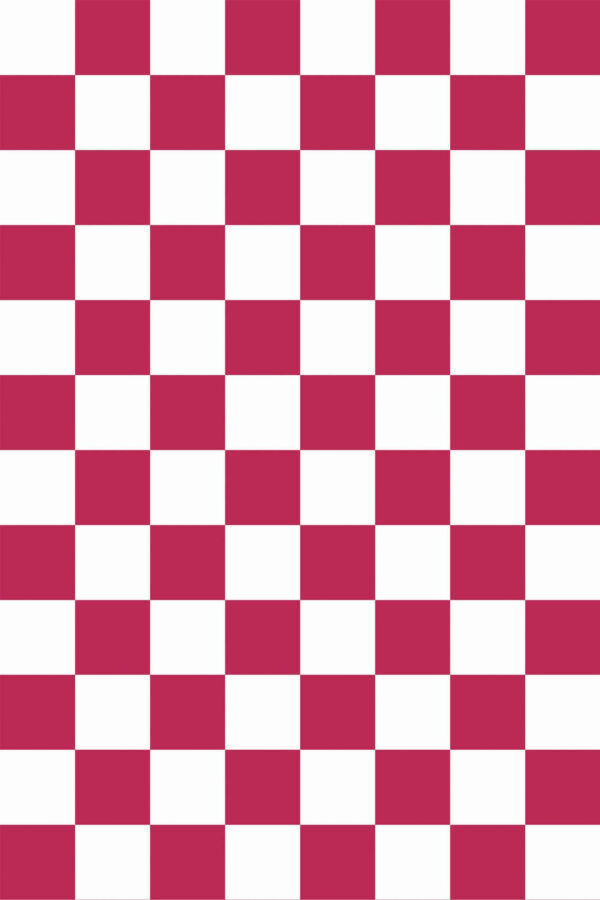 Pattern repeat of Viva magenta modern check removable wallpaper design